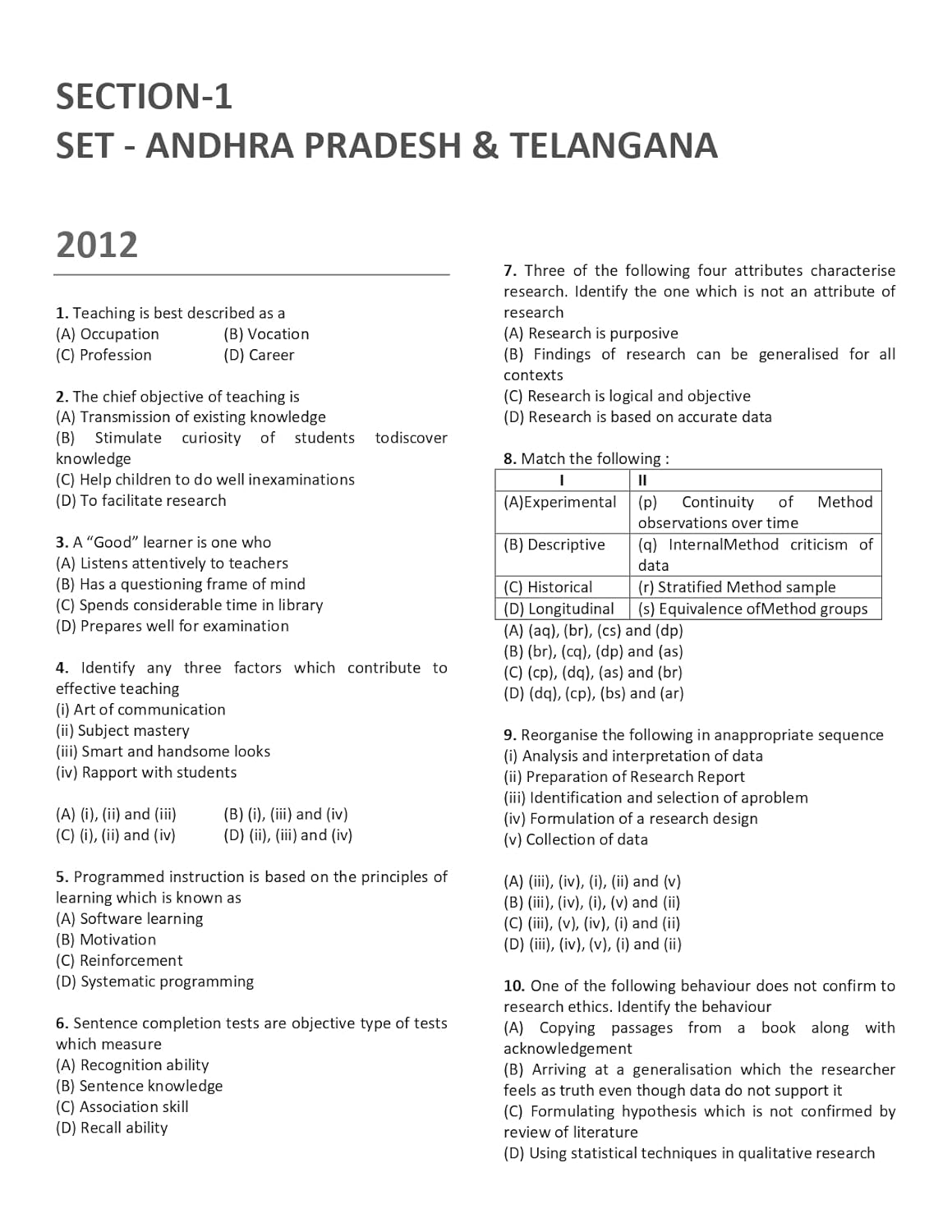 SET Paper 1 Teaching and Research Aptitude Book 2026 Previous Year Solved Papers Topic-wise Sorted with Detailed Solutions