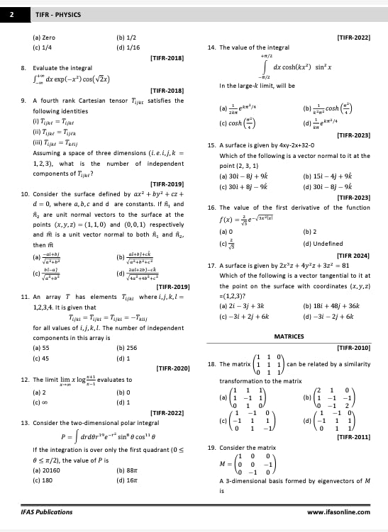 TIFR Physics Book topic wise Sorted Previous Year Questions with Explanations, Also Useful for all M.Sc Entrance Exam
